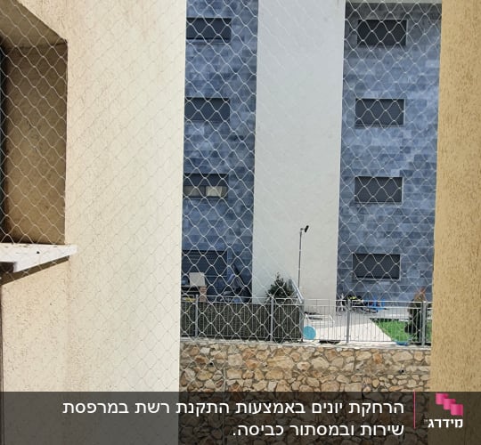 רשת למניעת כניסת יונים בין קירות בניין